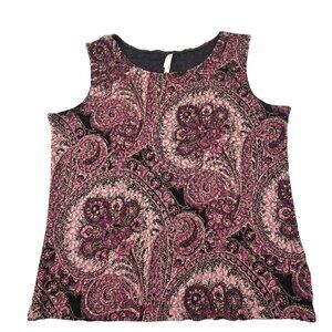 Womens Paisley Print Sleeveless Top Purple Burgundy Size Medium M JH1824